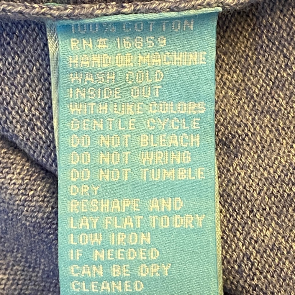 J.McLaughlin Blue 100% Cotton Ruffle Sleeve Trims Sweater Size Extra Large - Picture 8 of 11